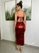 Sexy Spaghetti Straps Pleated Sparkly Liquid Metallic Midi Prom Dress, PD4053
