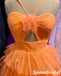 Sexy Orange Tulle Halter Sleeveless A-Line Mini Dresses/ Homecoming Dresses, PD3635