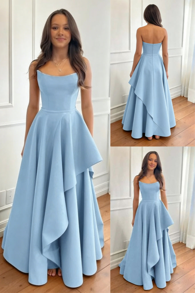 Elegant Crepe Sweetheart Sleeveless A-Line Floor Length Prom Dress, PD4108