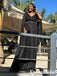 Sexy Black Special Fabric V-Neck Long Sleeves A-Line Floor Length Prom Dress, PD3964