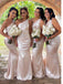 Shiny One Shoulder Soft Satin Sleeveless Floor-Length Mermaid Maxi Mermaid Bridesmaid Dresses, BD3409