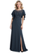 Elegant Chiffon Flutter Sleeves Floor-Length A-Line Maxi Mother Of The Bride Dresses, SFM001