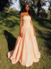 Blush Pink Strapless Ruched Ball Gown, Flowy Formal Prom Dress with Train for Special Occasion, PD4237