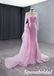 Elegant Candy-Pink Long Sleeves Beading Mermaid Long Prom Dress Formal PD3993