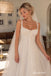 Square Neck Tulle Wedding Dress, Lace Applique Corset Bow Front A-Line Bridal Gown,WD3141