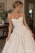 Strapless Backless Tulle Wedding Dress, Lace Applique Corset Ruffle A-Line Bridal Gown,WD3142