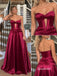 Burgundy Strapless Satin A-Line Gown, Keyhole Cutout Corset Formal Prom Evening Dress, PD4365