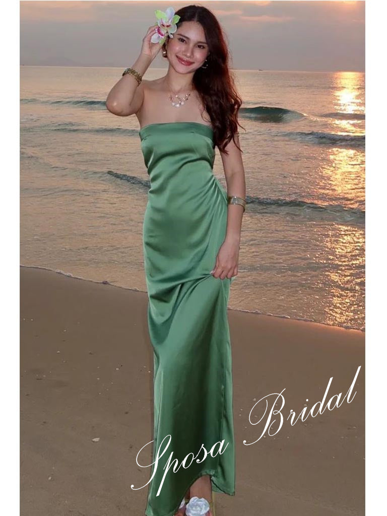 Simple Soft Satin Sweetheart Sleeveless Mermaid Maxi Prom Dress, PD4097
