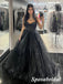 Sexy Black Sweetheart Sleeveless A-Line Long Prom Dresses With Beading, PD3947