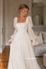 Square Neck Long Puff Sleeve Lace Tulle Wedding Dress, A Line Bridal Gown, WD3152