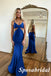 Sexy Soft Satin Spaghetti Straps  V-Neck Sleeveless Mermaid Long Prom Dresses, PD3902