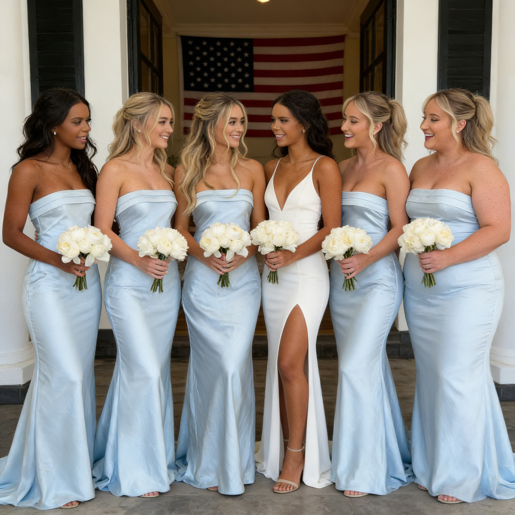 Sexy Light Blue Soft Satin Sweetheart Mermaid Bridesmaid Dress for Wedding Party, BD3445