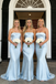 Sexy Light Blue Soft Satin Sweetheart Mermaid Bridesmaid Dress for Wedding Party, BD3445