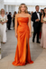 Sexy Burnt Orange Strapless Soft Satin Mermaid Bridesmaid Gown for Fall Wedding, BD3450