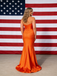 Sexy Burnt Orange Strapless Soft Satin Mermaid Bridesmaid Gown for Fall Wedding, BD3450