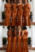 Elegant Burnt Orange Satin Asymmetric Mermaid Long Bridesmaid Dresses with Slit for Wedding Party, BD3454