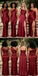 Luxury Mismatched Burgundy Satin Maxi Bridesmaid Dresses For Fall Weddings, BD3457
