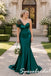 Mismatched Luxe Emerald Green Satin Sheer Tulle Neckline Mermaid Bridesmaid Dresses, BD3479