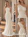 Elegant One Shoulder Asymmetric Ruched Ivory Jersey Draped Sheath Formal Evening Gown,PD4307
