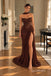 Chocolate Brown Beaded Lace Corset Sweetheart Mermaid Evening Dress With High Slit,PD4324