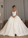 Ivory Satin Square Neck A-Line Wedding Dress With Voluminous Ball Gown Skirt,WD3137