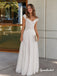 Lace Top Pleated Skirt Wedding Dress, Cap Sleeve Open Back Bridal Gown, WD3158
