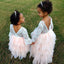 Cute Wedding Guest Dress 3/4  Sleeves Tulle Unique A-Line Flower Girl Dresses, FG1459