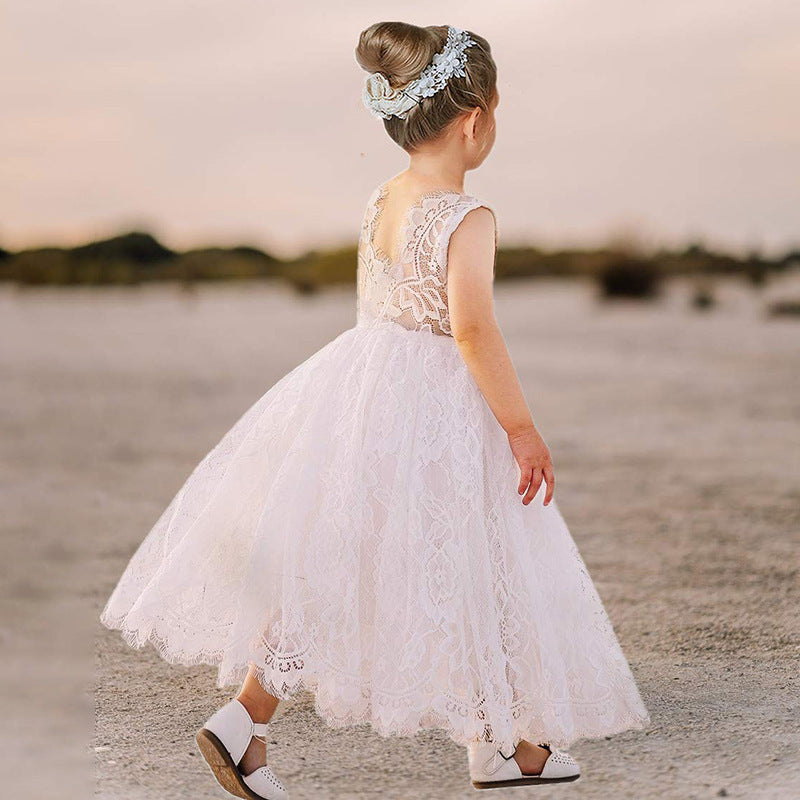 Cute Wedding Guest Dress Spaghetti Straps Lace Unique A-Line Flower Girl Dresses, FG1460