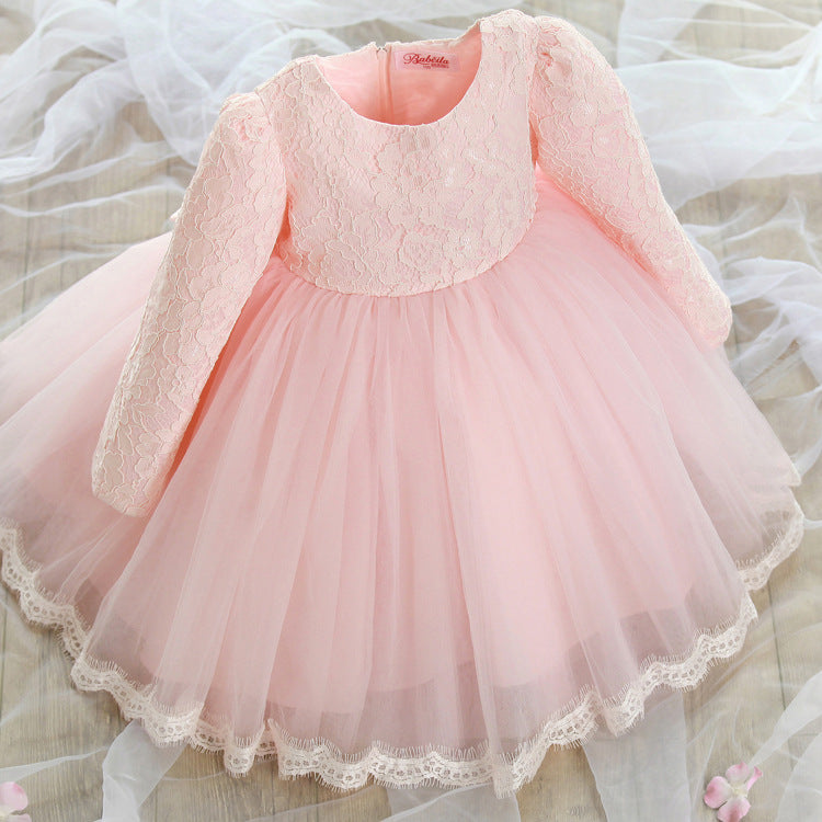 Cute Wedding Guest Dress Long Sleeves Tulle And Lace Unique A-Line Flower Girl Dresses, FG1461