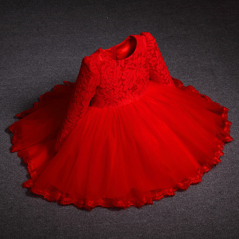 Cute Wedding Guest Dress Long Sleeves Tulle And Lace Unique A-Line Flower Girl Dresses, FG1461