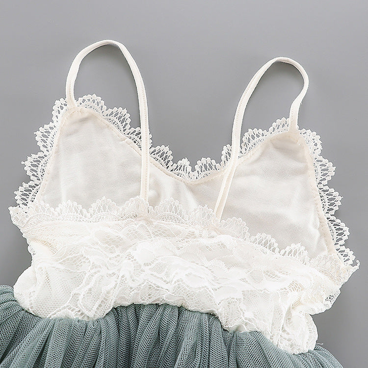 Cute Wedding Guest Dress Spaghetti Straps Lace Unique A-Line Flower Girl Dresses, FG1466