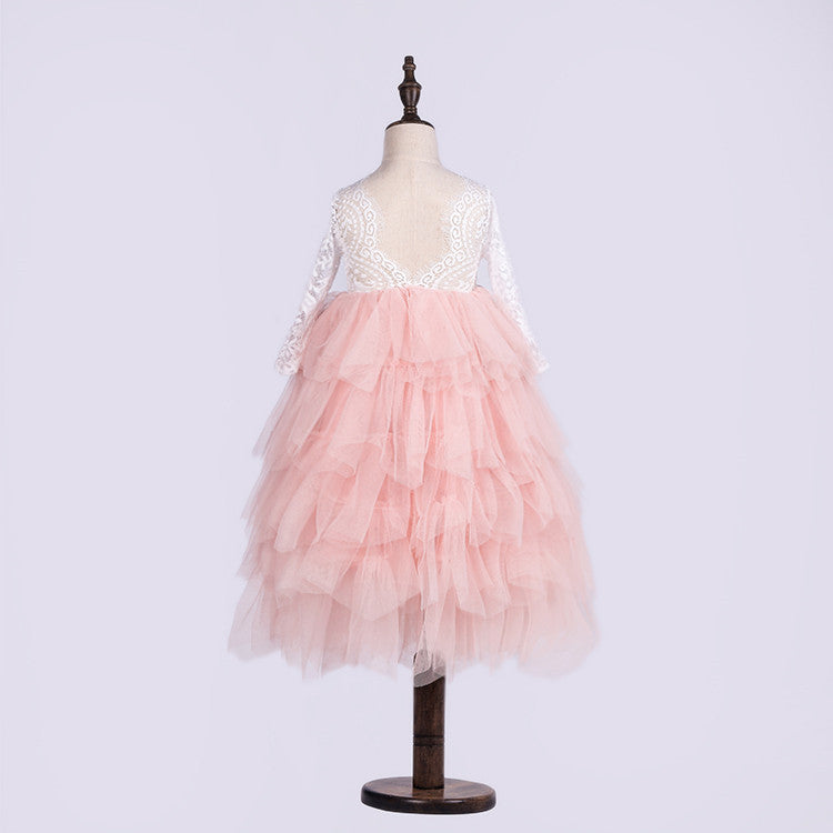 Cute Wedding Guest Dress Long Sleeves Tulle And Lace Unique A-Line Flower Girl Dresses, FG1467