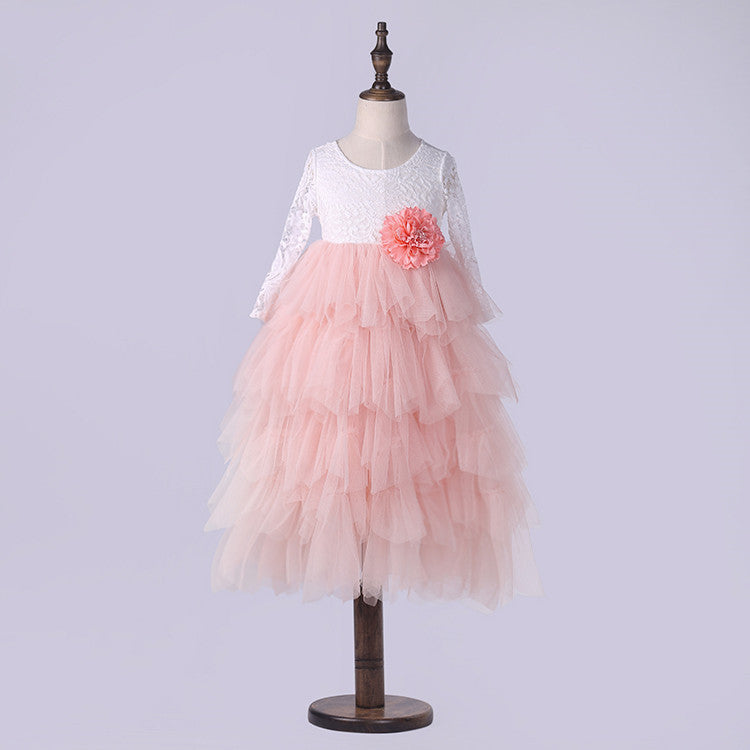 Cute Wedding Guest Dress Long Sleeves Tulle And Lace Unique A-Line Flower Girl Dresses, FG1467