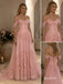 Blush Tulle Off The Shoulder Sweetheart 3D Floral Sequin Corset Bodice A Line Floor Length Evening Dress,PD4322
