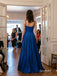 Royal Blue Chiffon Spaghetti Strap Sweetheart Pleated Corset Bodice A Line Floor Length Evening Dress,PD4321