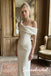 Glam Asymmetric Off The Shoulder Ivory Crepe Corset Mermaid Formal Wedding Dress,PD4308