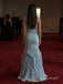 Light Blue Sweetheart Pleated Ruffled Mermaid Formal Dress,PD4315
