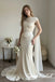 Ivory Satin Draped Cowl Corset Cape Sleeve Floor Length Prom Dress, PD4295