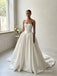 Strapless Satin Sweetheart Ball Gown Wedding Dress with Waist Bow ,WD3131