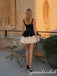Elegant Contrast Color Satin Tulle Homecoming Dress Short Flared Skirt, PD3722