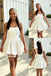 Simple White Spaghetti Straps A-Line Homecoming Dress for Graduation, PD3676