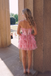 Strapless Pink Floral Print Tiered Ruffle A-Line Homecoming Dress, PD3682