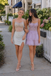 Silver Beaded Corset Mini Dress with Slit, PD3697