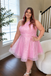 Pink Sequin One Shoulder Plus Size A-Line Homecoming Dress, PD3698