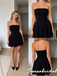 Simple Black Strapless Skater Mini Dress Short Homecoming Party Gown, PD3707