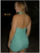 Sexy Shiny Halter Sleeveless Lace Up Back Sheath Mini Dresses/ Homecoming Dresses, PD3671