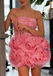 Elegant Strapless Mini Homecoming Dress | Sheer Corset Bodice with 3D Rose Floral Skirt, Cocktail Party Dress, PD3672