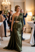 Elegant Olive Green Satin Long Sleeves Formal Mother of the Groom Dress with Belt, SFM018