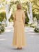 Beaded Neckline Champagne Chiffon Long Mother of the Bride Dress, SFM019