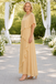 Beaded Neckline Champagne Chiffon Long Mother of the Bride Dress, SFM019